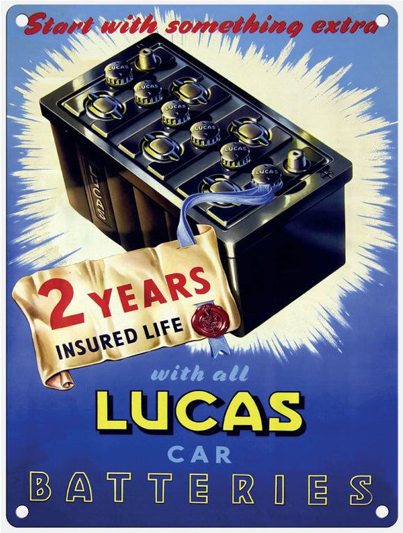 Lucas Car Batteries Poster Metal Sign