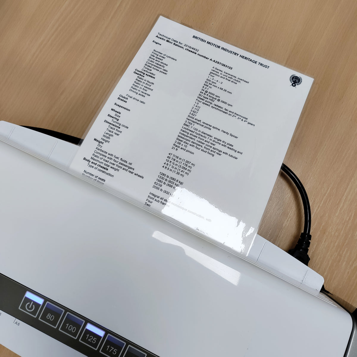 Tech Spec Lamination – British Motor Museum