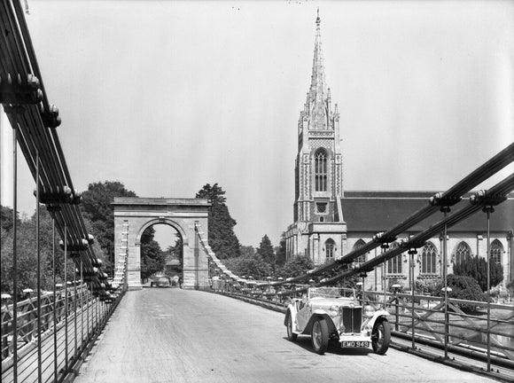 MG TC on Marlow Bridge 1949