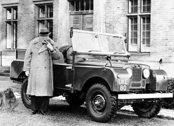Winston Churchill with Series I Land Rover 1954