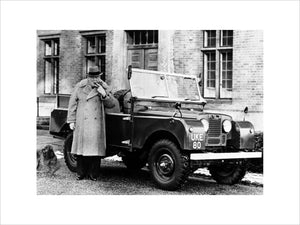 Winston Churchill with Series I Land Rover 1954